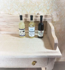 Dollhouse Miniature Wine Bottles x3 White & Red Merlot 1:12 Scale Kitchen Food - Picture 1 of 2