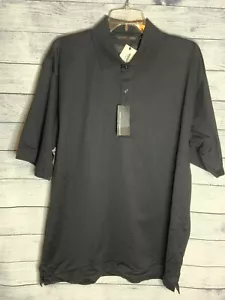 Greg Norman Mens Golf Collared SS Knit Pima Cotton Embroidered Shirt Black NWT M - Picture 1 of 7