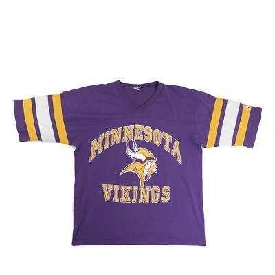 Vintage 1990's Minnesota Vikings V Neck Football Shirt Vtg 90s 1990s Logo 7 NFL - Image 1 of 3