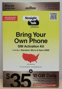 Straight Talk SIM Card (Verizon and T-Mobile) Keep Your Own Phone Kit - Photo 1 sur 2