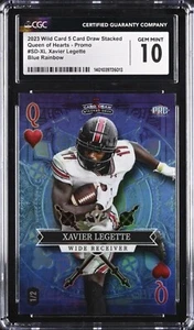 Xavier Legette, 2023 Wild Card 5 Card Draw, Queen of Hearts, Blue Rainbow 1/2 - Picture 1 of 2