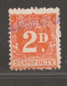 1938 NSW 2d Orange STAMP DUTY No wmk - Foto 1 di 2