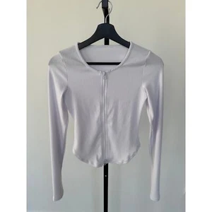 ALO YOGA Ribbed Stardust Long Sleeve WHITE SIZE XS  - Picture 1 of 13