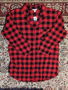 Charter Club Red & Black Buffalo Plaid Sleep Shirt Nightgown Sz XL New NWT - Picture 1 of 3