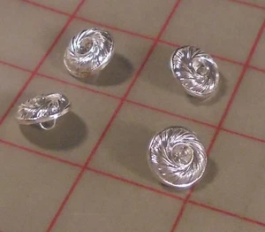 6 Vintage Czech Small Metal Shank Buttons 5/8" Silver Rhinestone Center #109 - Picture 1 of 5