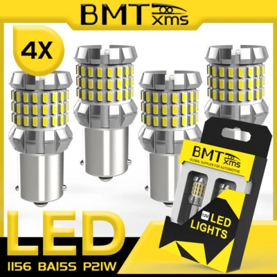 4pcs BA15S 1156 LED Reverse Backup Light Bulb 6000K White FOR Audi Q7 2007-2012 - Image 1 of 4