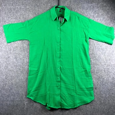 Vedo Moda Womens Button Up Shirt Long Sleeve Medium Green Regular Fit Casual NWT - Image 1 of 4