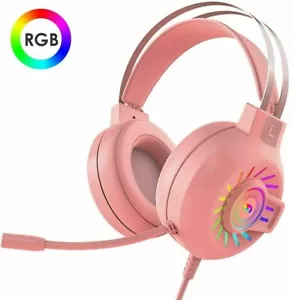 Gaming Headset 3.5mm Stereo Wired RGB Backlit Headphone for PS4/ Xbox one/Mac/PC - Picture 1 of 15