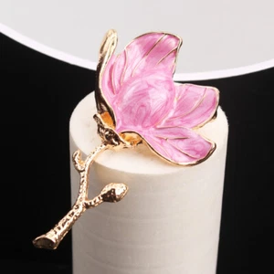 Niche Sense Luxury Elegant Temperament Dripping Oil Enamel Pink Magnolia Brooch - Picture 1 of 6