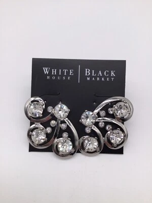 White House Black Market silver hoop & Crystal earrings NWTS - Image 1 of 2
