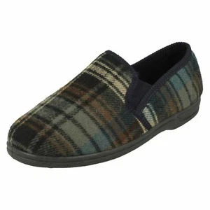 Pantofole uomo slip on modello a quadri tessuto ciabatte complete Noah - Foto 1 di 10