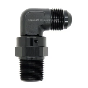 3/8 NPT BLACK SWIVEL to AN6 JIC Flare 90 DEGREE ELBOW Oil Hose Fitting Adapter - Picture 1 of 1