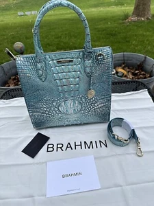 Cartera de cuero genuino Brahmin Caroline Arctic Blue Melbourne - Imagen 1 de 24