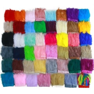 60 color 2M Fluffy Marabou Feathers Fringe Trim For Wedding Turkey Plumes Ribbon - Picture 1 of 66