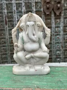 1700’s Antique Old Marble Stone Hand Carved Hindu God Ganesha Sculpture - Picture 1 of 10