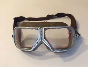 Vintage Motorcycle Glass Goggles Red Felt Flying Pilot OCT 75 - 78 Metal Rubber - Picture 1 of 10