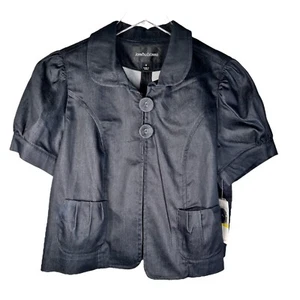 John Paul Richard Size Medium Crop Blazer Jacket Black Button Office Brunch - Picture 1 of 7