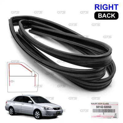 Fits Toyota Corolla Altis Sedan 2002 - 06 Rear RH Door Glass Run Channel Felt - Imagem 1 de 4