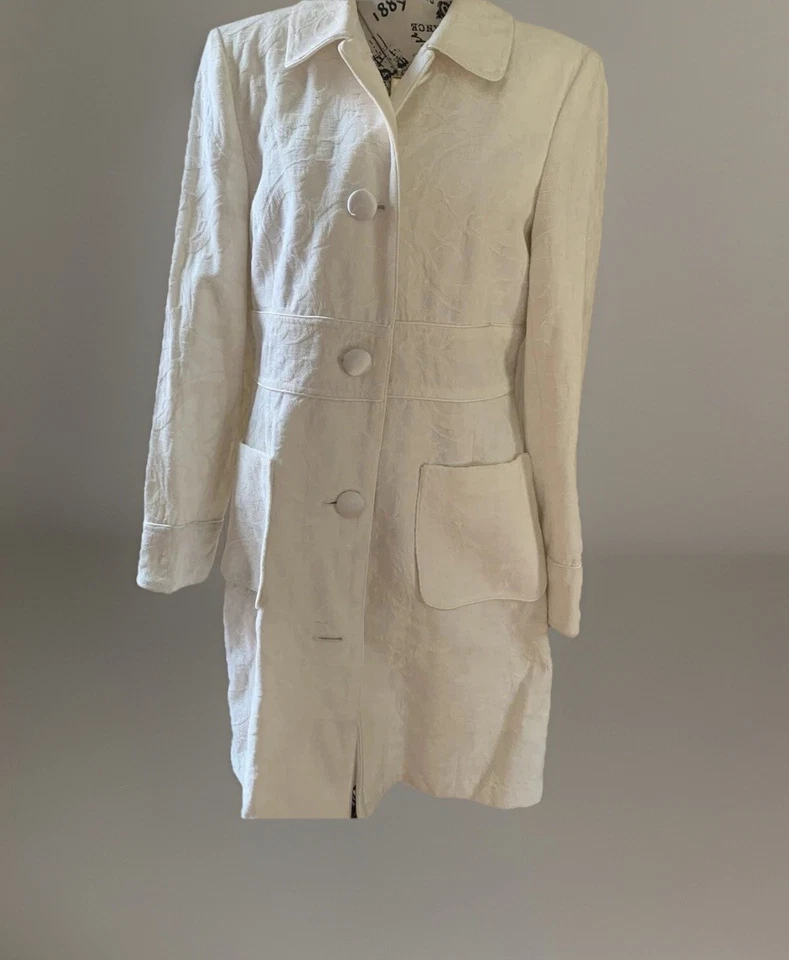 Women’s Coat Nine By Nine West Long Ivory White Blazer Jacket Size S - Image 1 of 4