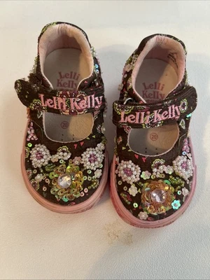 Zapatos para niños pequeños Lelli Kelly Mary Jane rosa lentejuelas cuentas talla 5/20 Foto 1 de 4