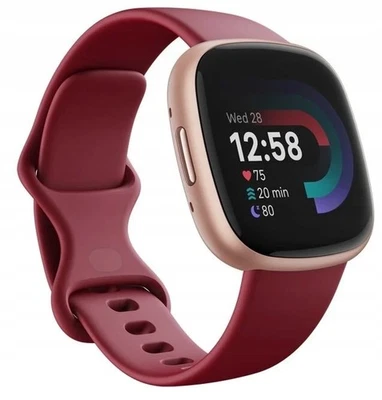 Smartwatch Fitbit Versa 4 + Premium GPS Herzfrequenz SpO2 Rot / Bordeauxrot - Bild 1 von 2