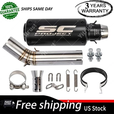 Slip for Suzuki GSXR 750 600 2006-2024 Exhaust Tips Black Muffler Mid Link Pipe Foto 1 de 4