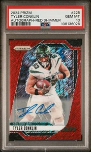 2024 Panini Prizm Tyler Conklin Red Shimmer Auto /35 PSA 10 - Picture 1 of 2