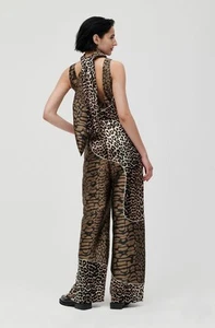 Ganni Mullin Georgette Leopard Print Wrap Jumpsuit Size 38 - Picture 1 of 15