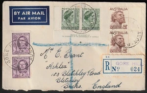 Gore Hill to Bucks, Eng- Reg'd Air Mail Cover No024 1951, QEii, KGVI, Aboriginal - Picture 1 of 2