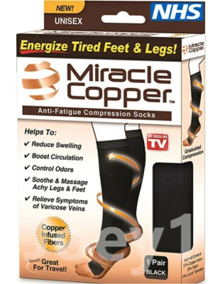 Mens Womens Anti-Fatigue Compression Unisex Flight Travel Socks Anti Swelling UK - Image 1 of 4
