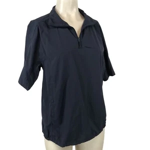 MOUNTAIN HARDWEAR- WOMEN'S MEDIUM - NAVY SHORT SLEEVE 1/4 ZIP NYLON TOP SHIRT - Picture 1 of 7