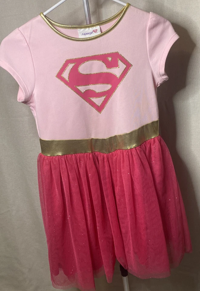 Vestido Disfraz Supergirl Rosa Niñas Niños Talla XL 14/16 con Capa Rosa Caliente Foto 1 de 4