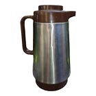 VintageCorning Thermique 8030-39 Japan Brown &amp; Stainless Steel Carafe Insulated