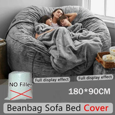Microsuede 7ft Foam Giant Bean Bag Memory Living Room Chair Lazy Sofa Soft Cover - Image 1 of 4