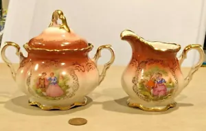 Crema y azúcar de colección WALDERSHOF Bavaria oro rosa porcelana - Imagen 1 de 12