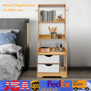 Modern End Table Wood Nightstand Side Table Cabinet Bedside Table with 2 Drawers - Picture 1 of 14