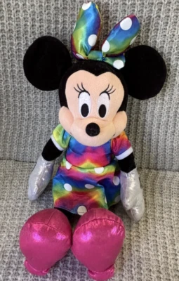 Vestido Ty Peluche Minnie Mouse Tie Dye Arco Iris Brillante 13" Disney Foto 1 de 4