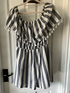 Shorts Outfit Blue White Striped Large - Picture 1 of 2