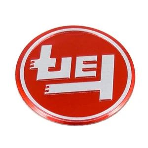 1x Rare Red & Silver Teq Emblem Aluminum 3M Self Adhesive Tape Badge 37.5MM - Picture 1 of 1
