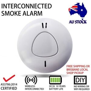 Wireless Interconnected Smoke Alarm 10yr battery QLD stock