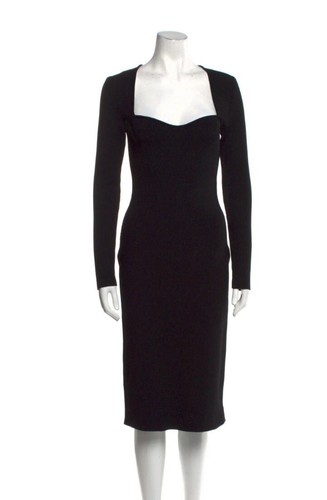 Bodycon nero Gucci collo quadrato stretch taglia L manica lunga midi 1 7K