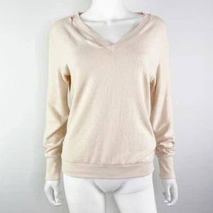 LNA Sweatshirt Size S Cream Ivory Long Sleeve V-Neck Casual Pullover Jumper - Picture 1 of 5