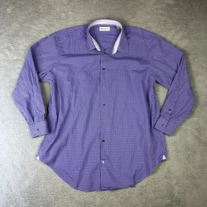 Robert Graham Shirt Mens 46 18 34/35 Big Purple Plaid Long Sleeve Button Up - Imagen 1 de 9