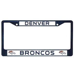 Marco de placa base de metal cromado cromado color azul marino de los Denver Broncos - Imagen 1 de 1