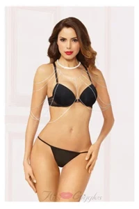 Rhinestone & Silver Draped Body Chain Fashion Jewelry Bridal Night Lingerie Gift - Picture 1 of 2
