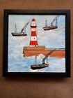  Albert Thomas Ships Lighthouse Oil Painting Alfred Wallis  Framed 