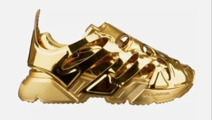 DOLCE & GABBANA DAYMASTER Größe 44 DG Low-Top Leder Sneaker Schuhe Gold - Bild 1 von 7