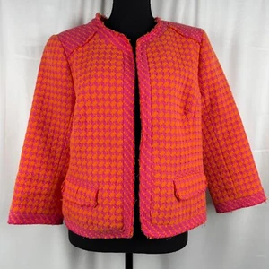 Trina Turk Women's orange/pink long sleeve textured blazer size 10 colorful - Picture 1 of 10