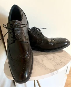 Joseph Abboud Wingtip Oxfords BLACK Italian Leather Mens 9.5 Dress Shoes - Picture 1 of 3