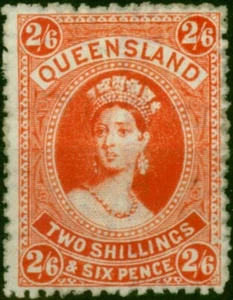 Queensland 1895 2s6d Vermilion SG162 Fine & Fresh Unused - Picture 1 of 1